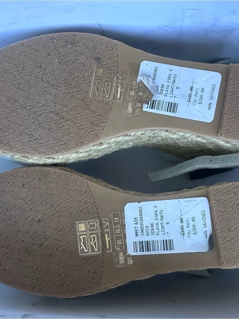 Stuart Weitzman Pale Blue Espadrille Wedge Sandals. Size 7 - Picture 5 of 5